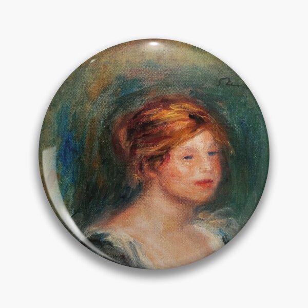 Item preview, Jeune Fille En Bleu Tete De Femme Blonde by Pierre-Auguste Renoir: Impressionist Portrait Print designed and sold by artofuniverse.