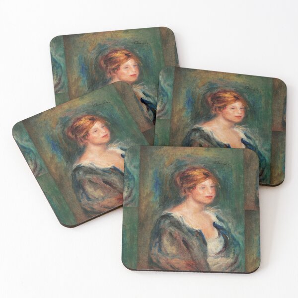 Item preview, Jeune Fille En Bleu Tete De Femme Blonde by Pierre-Auguste Renoir: Impressionist Portrait Print designed and sold by artofuniverse.
