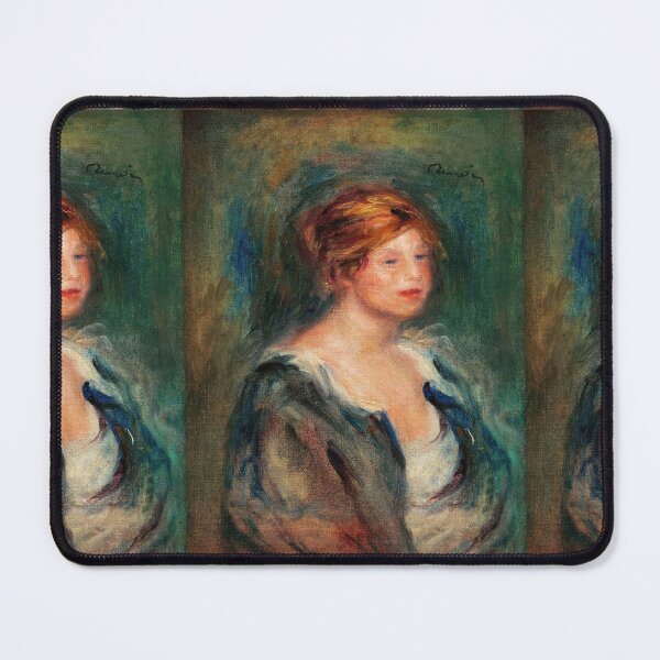 Item preview, Jeune Fille En Bleu Tete De Femme Blonde by Pierre-Auguste Renoir: Impressionist Portrait Print designed and sold by artofuniverse.