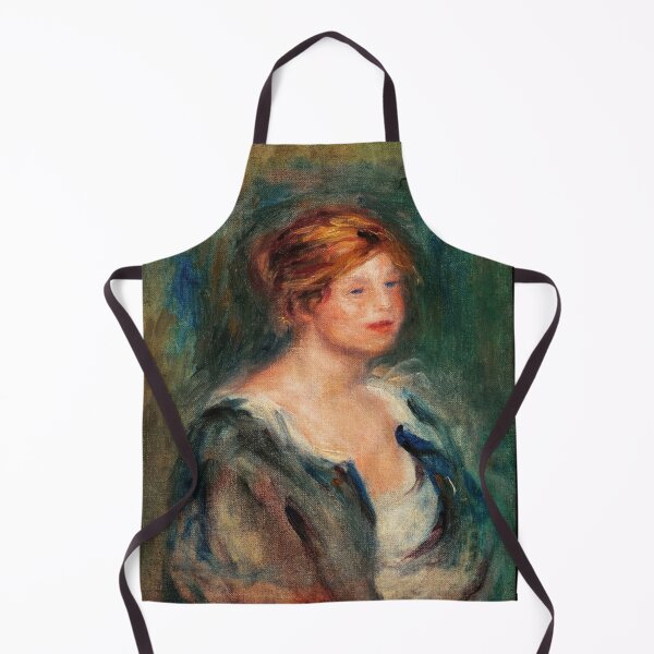 Item preview, Jeune Fille En Bleu Tete De Femme Blonde by Pierre-Auguste Renoir: Impressionist Portrait Print designed and sold by artofuniverse.