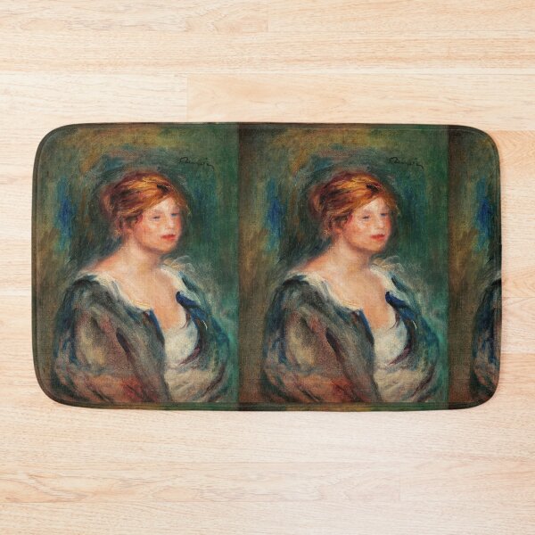 Item preview, Jeune Fille En Bleu Tete De Femme Blonde by Pierre-Auguste Renoir: Impressionist Portrait Print designed and sold by artofuniverse.