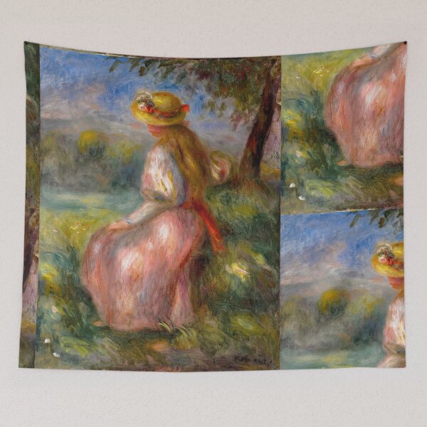 Item preview, Jeune Fille En Rose by Pierre-Auguste Renoir: Romantic Impressionist Garden Posterv designed and sold by artofuniverse.