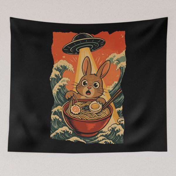 Item preview, Funny Bunny Ramen UFO Japanese Style Cute Food  designed and sold by JEFDodsonArt.