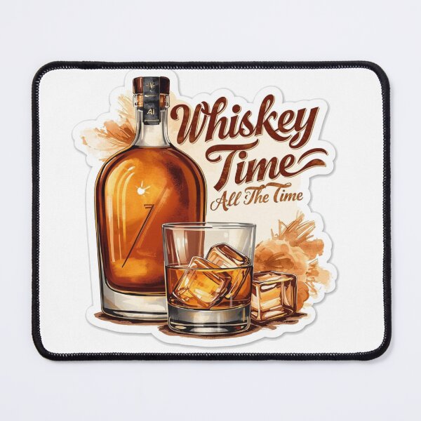 Item preview, Whiskey Time All The Time Sticker | Vintage Whiskey Bottle & Glass Aesthetic | Alcohol Lover Sticker designed and sold by ClickToSticker.