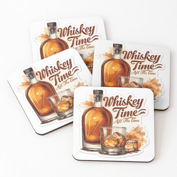 Item preview, Whiskey Time All The Time Sticker | Vintage Whiskey Bottle & Glass Aesthetic | Alcohol Lover Sticker designed and sold by ClickToSticker.