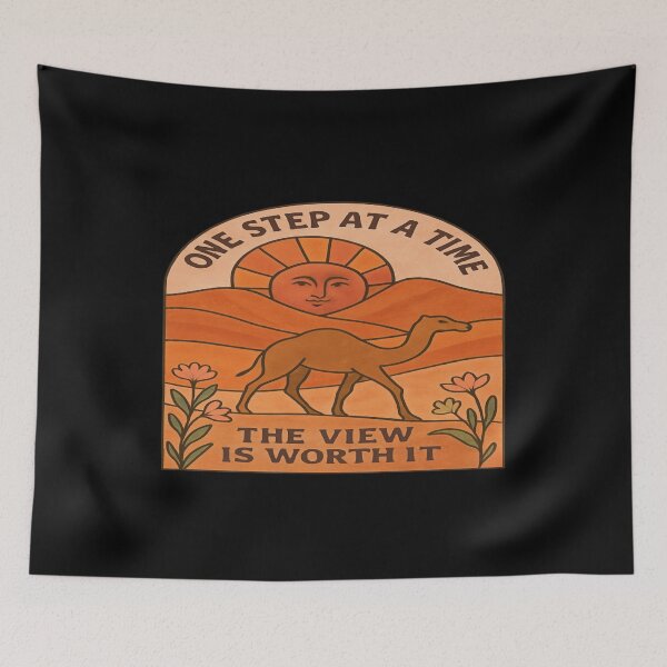 Item preview, One Step at a Time Desert Art • Camel Journey Motivation • Warm Retro Travel Design designed and sold by Bright Nest Studio.