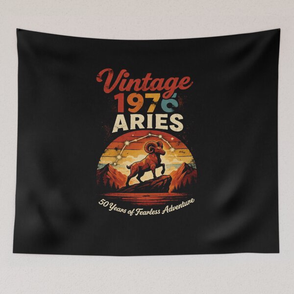 Item preview, Vintage 1976 Aries 50th Birthday Retro Zodiac designed and sold by 97Ts.