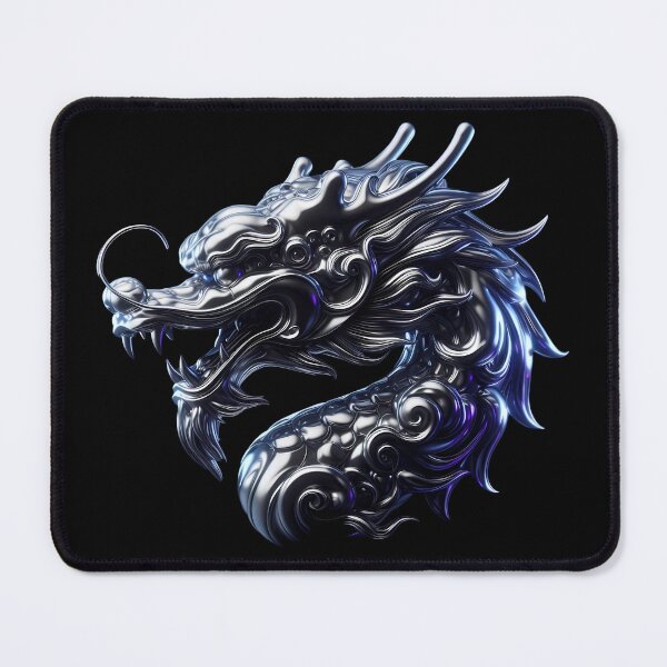 Item preview, Liquid Chrome Dragon Head – Silver Metal Anomalya – Futuristic Tech Tattoo designed and sold by Phetuvov.