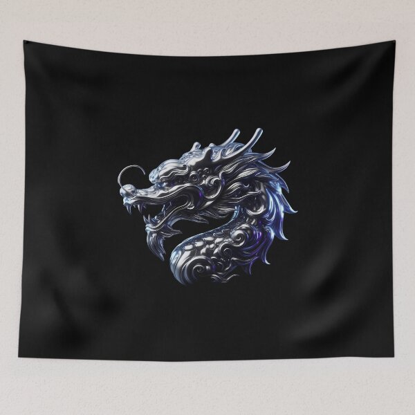 Item preview, Liquid Chrome Dragon Head – Silver Metal Anomalya – Futuristic Tech Tattoo designed and sold by Phetuvov.