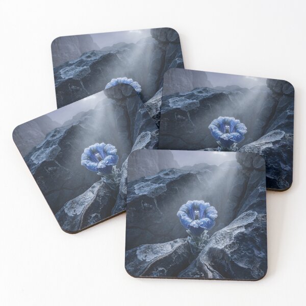 Item preview, Blue Gentian Flower In Frozen Alpine Rocks designed and sold by Vista Atelier.