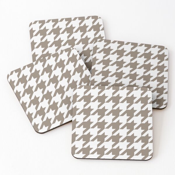 Item preview, White And Taupe Houndstooth Pattern designed and sold by pattern-archive.