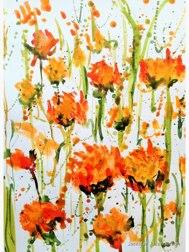 Orange Flowers Art Board Print for Sale by Jennifer J Henderson