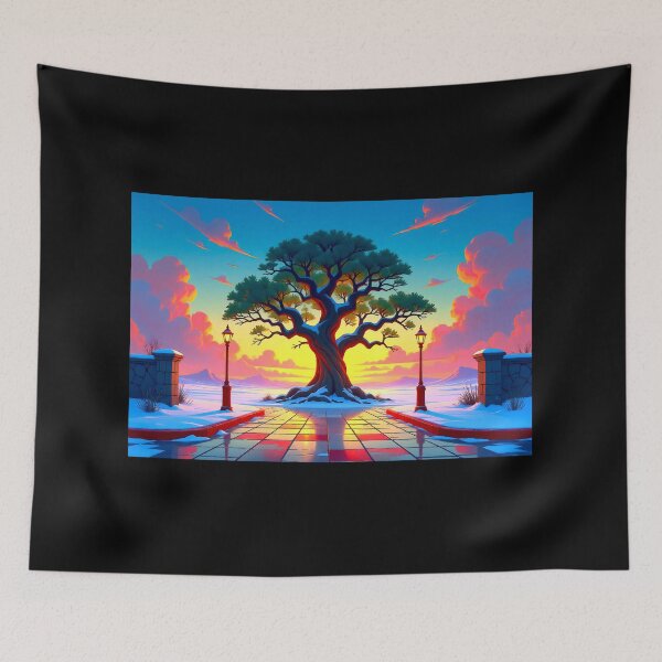 Item preview, Majestic Tree at Sunset on a Magical Winter Landscape designed and sold by Gabi.Media.