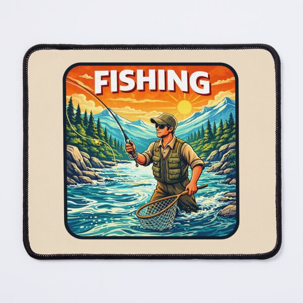 Item preview, Fishing Adventure - Fly Fishing in River designed and sold by Myra365Art.