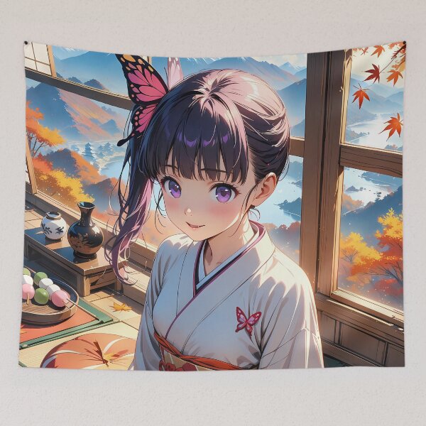 Item preview, Kanao Tsuyuri Demon Slayer Autumn Kimono Window View designed and sold by Tokyonomad.