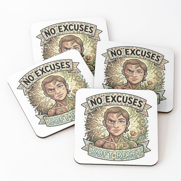 Item preview, No Excuses – Soft Reset Mindset Sticker designed and sold by Imaginarium of Chaos falcon88 .