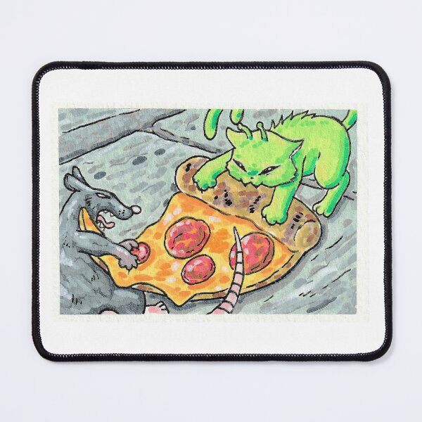 Item preview, new york pizza rat vs alien cat designed and sold by Ro Draws.