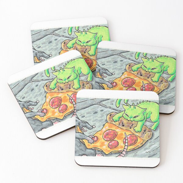 Item preview, new york pizza rat vs alien cat designed and sold by Ro Draws.