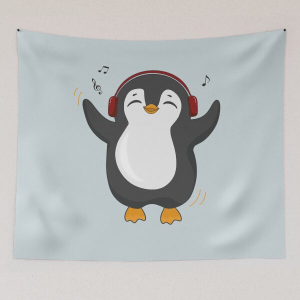 Item preview, Cute Dancing Penguin with Headphones – Happy Music Lover Cartoon designed and sold by Arts17N.