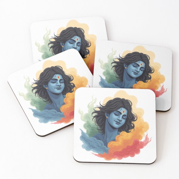 Item preview, Eternal Krishna Portrait with Vibrant Holi Colors designed and sold by Paramita Sen.