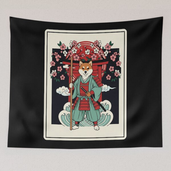 Item preview, Shiba Inu Samurai Japanese Cherry Blossom Illustration designed and sold by JordynLadukeg65.