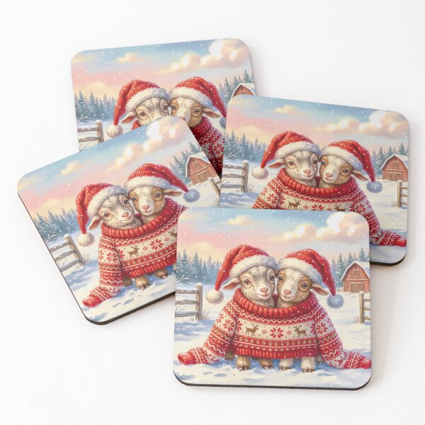 Item preview, Cute Christmas Goats Trying on Their Father`s Jumper Whimsical Winter Farm Illustration designed and sold by acceleratorhams.