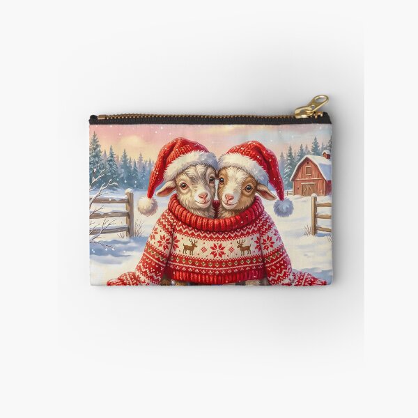 Item preview, Cute Christmas Goats Trying on Their Father`s Jumper Whimsical Winter Farm Illustration designed and sold by acceleratorhams.