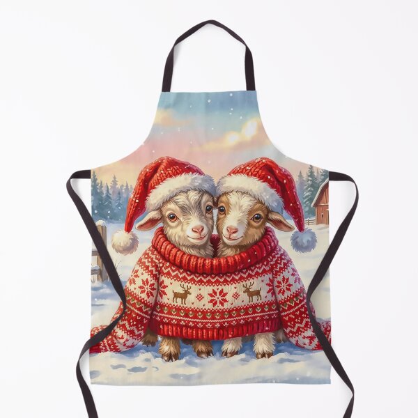 Item preview, Cute Christmas Goats Trying on Their Father`s Jumper Whimsical Winter Farm Illustration designed and sold by acceleratorhams.