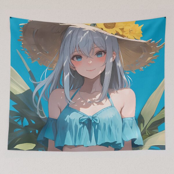 Item preview, Erika Itsumi Girls Und Panzer Sunflower Hat Tropical Blue designed and sold by Tokyonomad.