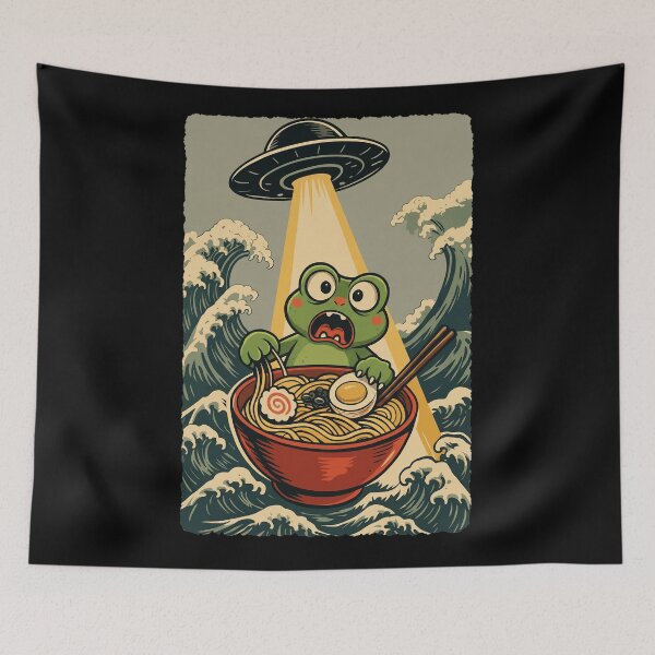 Item preview, Frog Ramen UFO Japanese Wave Funny Cute Food  designed and sold by JEFDodsonArt.