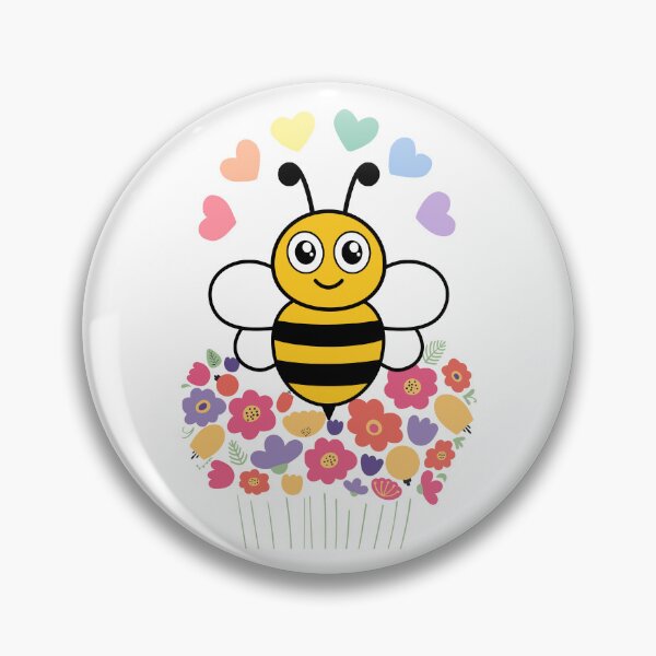 Item preview, Bee on Flower Bouquet - Cute Cartoon Bee with Heart Halo designed and sold by Love3Happy.