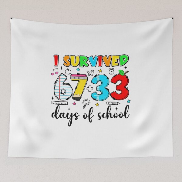 Item preview, I Survived 67+33 Days of School Colorful Kids Doodle designed and sold by gladysenglish.