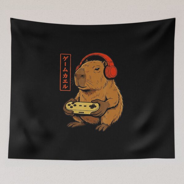 Item preview, Gamer Capybara Headphones Cute Animal Gaming Illustration designed and sold by titanlevi.