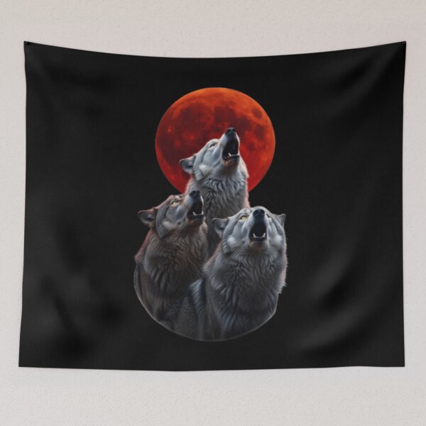 Item preview, Three Wolves Howling Blood Moon — Wolf Lover Gift designed and sold by Zippy Creation.