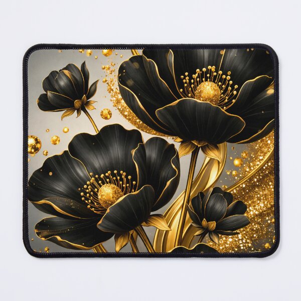 Item preview, Black and Gold Floral Luxury Art Print designed and sold by Kaleidoscope Print.