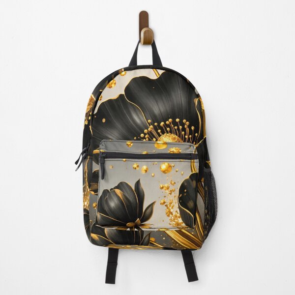 Item preview, Black and Gold Floral Luxury Art Print designed and sold by Kaleidoscope Print.