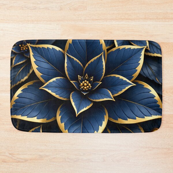 Item preview, Navy Blue and Gold Floral Luxury Pattern designed and sold by Kaleidoscope Print.