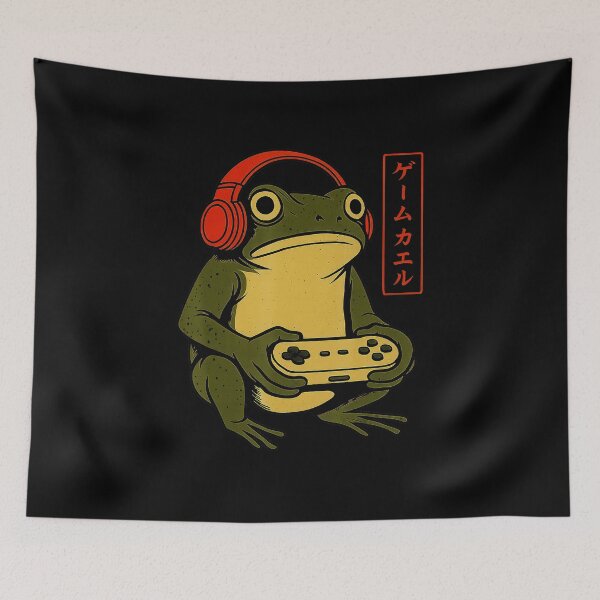 Item preview, Gamer Frog Headphones Cute Retro Gaming Animal Illustration designed and sold by titanlevi.