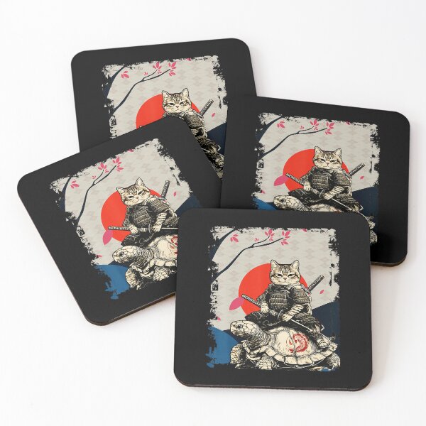 Item preview, Samurai Cat Riding Turtle Japanese Style Vintage Warrior designed and sold by titanlevi.