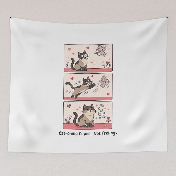 Item preview, Cat-ching Cupid Not Feelings – Funny Anti Valentine Cat Meme Comic Cute Cat Design designed and sold by aiqdelicia.