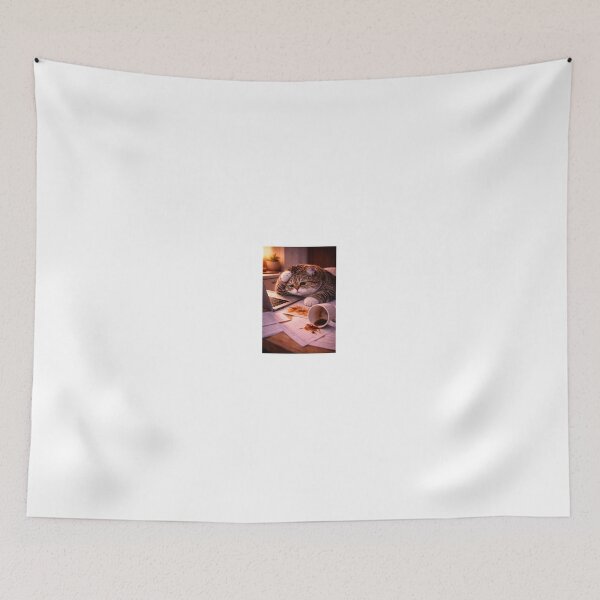 Item preview, Overwhelmed Cat with Spilled Coffee designed and sold by LovelyCatGalaxy.