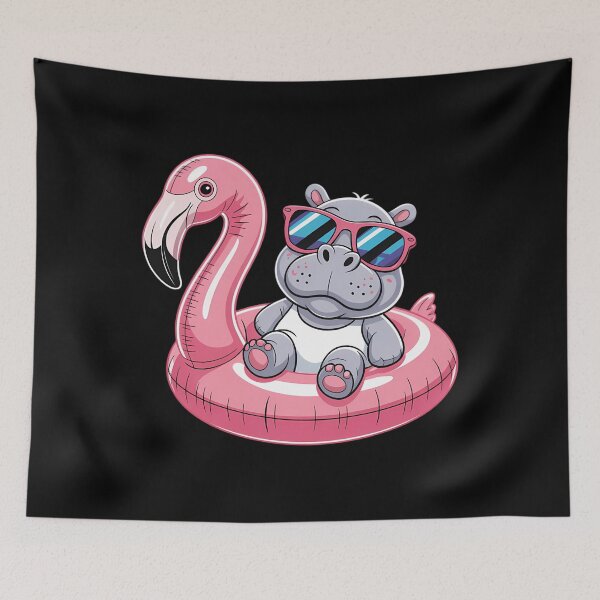 Item preview, Summer Hippo Pink Pool Party Hawaiian Summer Vacation designed and sold by papertaless.