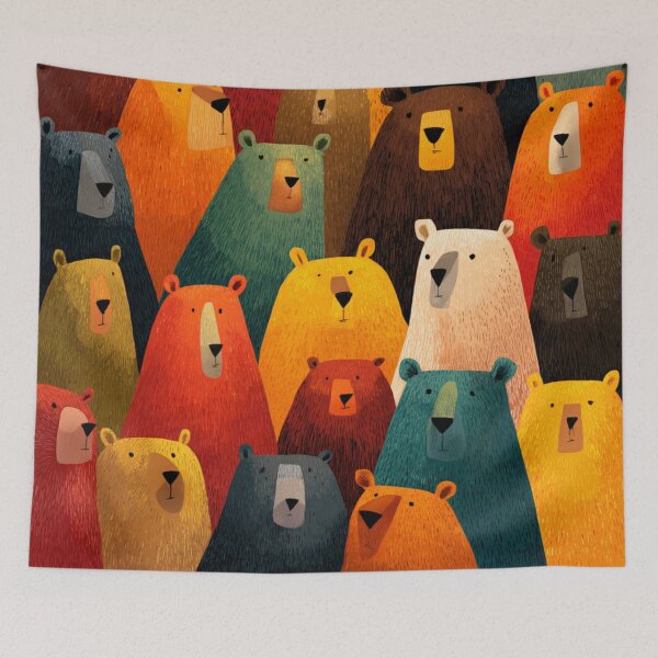 Item preview, Colorful Forest Bears Pattern designed and sold by GrinGalore.