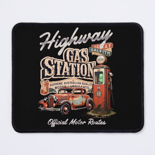 Item preview, vintage gas station - retro car - hot rod design - western americana - cowboy aesthetic - desert highway - rustic mechanic - petrol station art - old school automotive - frontier style designed and sold by JansenGS.