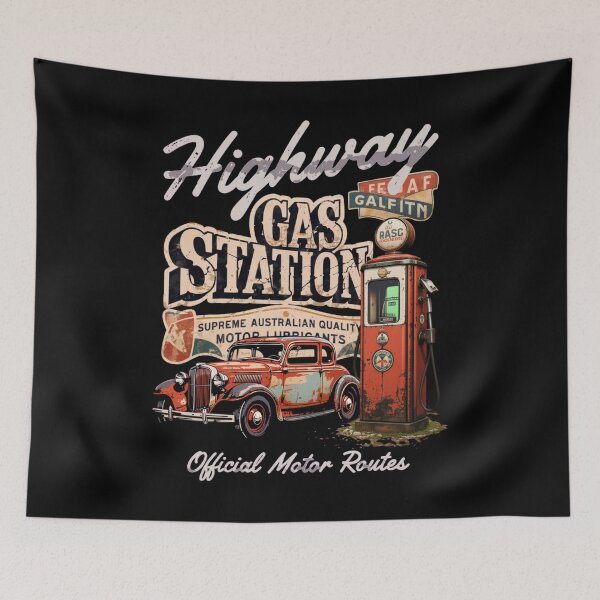 Item preview, vintage gas station - retro car - hot rod design - western americana - cowboy aesthetic - desert highway - rustic mechanic - petrol station art - old school automotive - frontier style designed and sold by JansenGS.