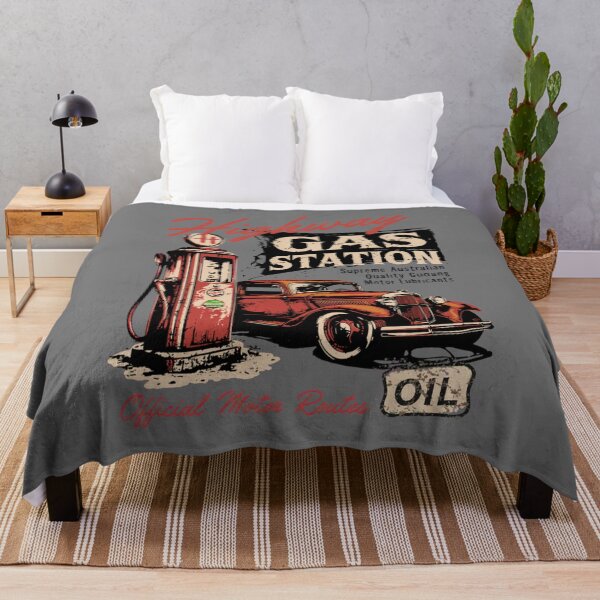 Item preview, vintage gas station - retro car - hot rod design - antique gas pump - old west style - distressed graphic - vintage hot rod - retro garage - roadside service station designed and sold by JansenGS.