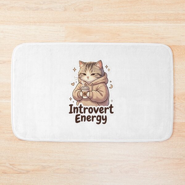 Item preview, Cute Introvert Cat Hoodie Sticker – Introvert Energy Aesthetic Coffee Cat Sticker designed and sold by Velmora Studio.