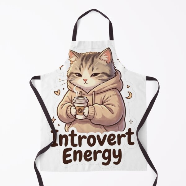 Item preview, Cute Introvert Cat Hoodie Sticker – Introvert Energy Aesthetic Coffee Cat Sticker designed and sold by Velmora Studio.