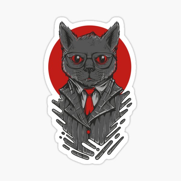 cat in suit Sticker