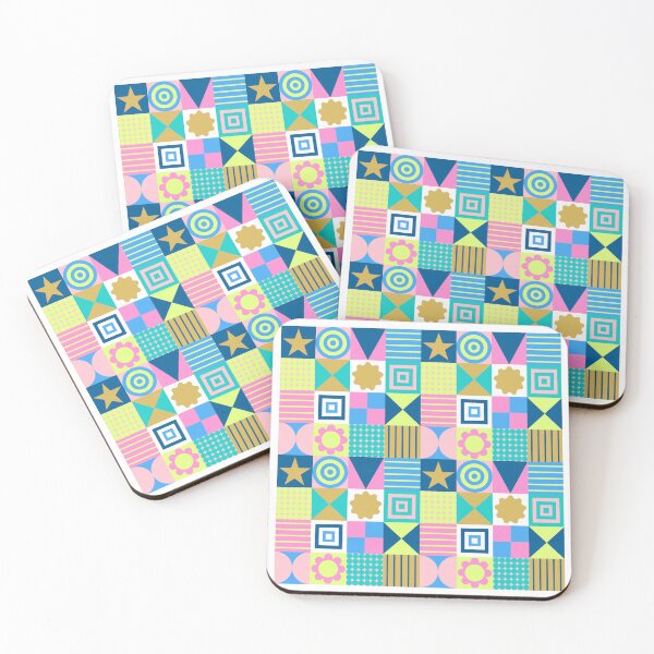 Item preview, Modern Geometric Abstract Patchwork Background with Bright Shapes designed and sold by nuchz.